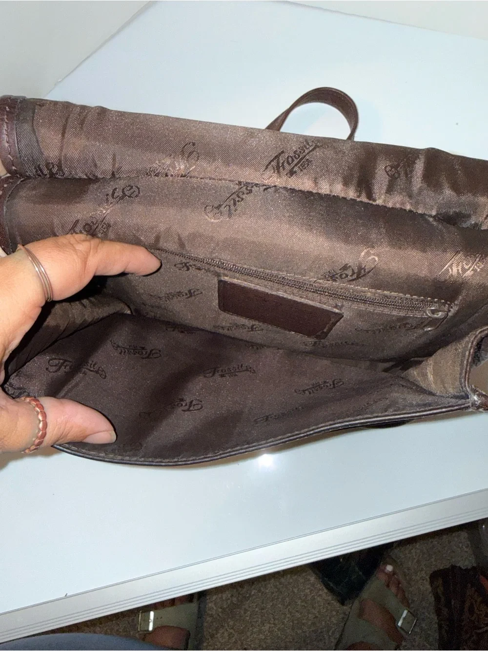 VINTAGE FOSSIL 90s Brown Leather Crossbody Bag